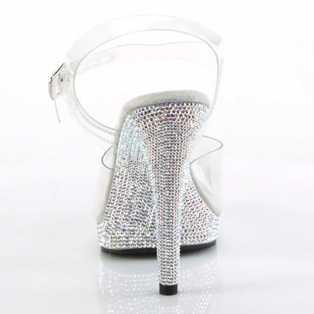 PLEASER RHINESTONED STRIPPER HEELS - Sultry-608DM - Fabulicious - EUC - Picture 3 of 6